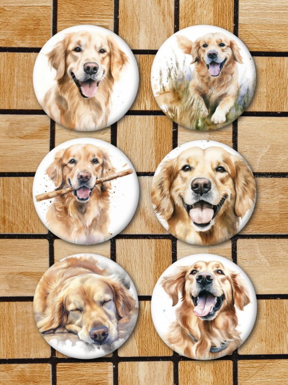 Golden Retriever Fridge Magnets Set Of 6 Metal Magnets For Home Office Kitchen